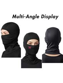1/2/3pcs Pink Butterfly Print Balaclava Breathable Mesh Full Face Ski Mask Women's Y2K Street Style Headwear Suitable For Motorcycle Riding, Cycling And Daily Fashion - Multicolor - View 4