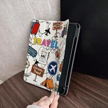 1件復古旅行地圖塗鴉平板保護殼 附筆槽 適用於 iPad 第10代 10.9吋 2022 智慧保護殼/ Air 13(M3 2025)/ Air 11(M3 2025)/ 11(A16 2025)，自動休眠/喚醒功能/時尚平板配件 適用於小米5/5PR/6/6PRO/7/7PRO/Galaxy Tab S10+/S9/A9，適用於小米 Pad 5/6/7，適用於華為 Matepad - 彩色 - 查看 8