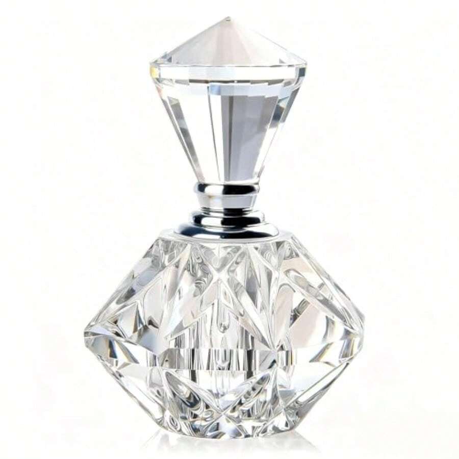 Carved Crystal Empty Mini Refillable Perfume Bottle - Clear - View 1