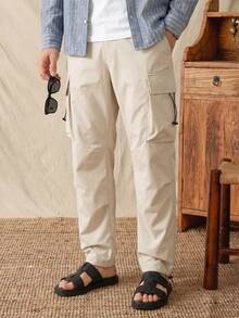 glestore Quần túi hộp nam phong cách vintage, dáng thể thao thoải mái, thời trang và đa năng - Màu be - Xem 4
