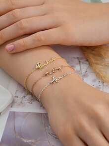Personalized Name Bracelet, Minimalist Women's Bracelet, Unique Name Bracelet, Stainless Steel Jewelry, Summer Jewelry, Vacation Gift, Silver, Gold Color Name Bracelet, Mother's Day Gift, Girlfriend Gift, Graduation Gift - Multicolor - View 6