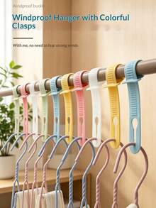 30/20/10/1pc Windproof Silicone Clothes Hanger Clips, Colorful Non-Slip Laundry Clips, Macaron Color Hanger Locks, Suitable For Wardrobe Storage, Balcony Outdoor Drying Rack, Ins Style Closet Storage, Space-Saving - Multicolor - View 2