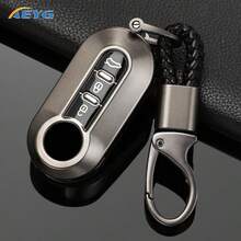 Casing Kunci Lipat Remote Mobil TPU Abu-abu Metalik untuk Fiat 500 Ducato Panda 500L Punto Lancia Musa Citroe Tas Gantungan Kunci Mewah - Fiat A - View 4