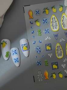 1 Bohemian Style Nail Art Stickers, Lemon, Fish Phone Case DIY Stickers, Fruit Painting Nail Art Stickers - Multicolor - View 5