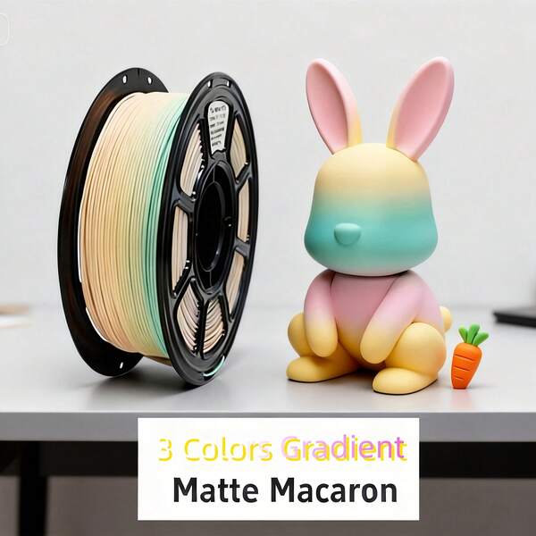 DIY Matte 1kg/2.2lbs Macaron Multicolor Gradient PLA 3D Printing Filament 1.75mm +/- 0.02 Mm, 3 Colors Gradient Printer Color Changing FDM Printers Glossy Bright Tougher Stronger, Neatly Wound Spool Tools Material For Bambu Lab Etc.