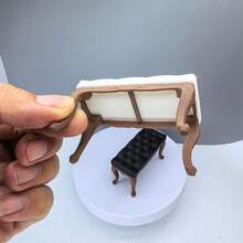 Bangku Kepala Ranjang Ukir Baru untuk Model Rumah, Bangku Panjang Realistis, Model Furnitur Miniatur, Ornamen Bangku Mini untuk Rumah Peri, Cocok untuk Dekorasi Rumah Mini Skala 1:12 (Bahan Plastik Keras) - Bangku samping tempat tidur - View 3