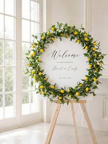 1pc Artificial Lemon Eucalyptus Vine, Lemon Fake Green Plant Vines Wreath, Suitable For Indoor Decor, Home Decor, Bedroom Decor, Outdoor Decor, Kitchen Decor, Yard Decor, Diy, Room Decor, Porch Wall Fireplace Rustic Decor, Wedding Decor - Multicolor - View 2