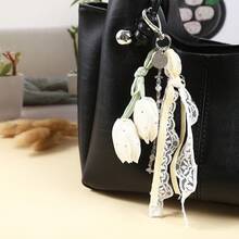 Elegant Tulip Lace Phone Charm, Korean Style Sweet Fresh Floral Keychain Bag Pendant Accessory - Multicolor - View 9