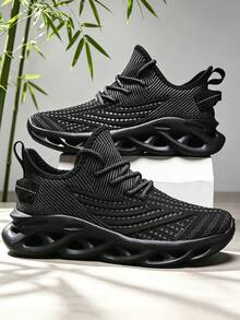 1雙純黑色經典刀鋒鞋襪鞋 透氣網布鞋面 輕量舒適 中空刀鋒鞋底 休閒百搭 - 黑色 - 查看 8