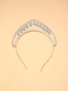 outingfit 1pc Minimalist Tassel Decor Crown Headband, Suitable For Women's Daily Wear Decoration, Evening Party Decoration Accessory - Silver - View 7