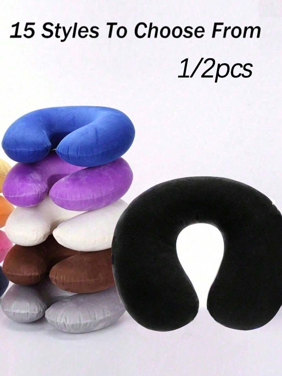 1 pieza Almohada inflable, Almohada de cuello para viaje en avión, coche, hogar, oficina, Cojín de cuello en forma de U portátil para estudiantes y adultos, Soporta y protege el cuello, Ideal para ir y venir, estudiar y viajar - Multicolor - Ver 1