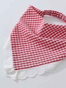 1件原創花卉刺繡捲邊女款髮帶，適合日常與度假使用，夏季髮飾沙灘圍巾度假頭巾 - 紅色 - 查看 3