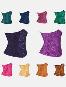 Multi-Color Optional Jacquard Corset, Front Closure & Back Tie Design, Retro Palace Style, Suitable For Daily Wear, Party, Halloween - Multicolor - View 11