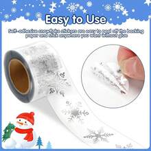 500 Stück transparente Gold & Silber Schneeflocken Doodle Rollenaufkleber, 1 Zoll rund, 8 Arten von Gold & Silber Schneeflocken, doppelt transparentes Material, Neujahr Weihnachts Feiertag Party Umschlag Magazin Dekoration DIY Zubehör, PVC selbstklebende Versiegelungsaufkleber - Transparente Schneeflocken - Übersicht 2