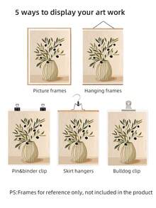 1pc Frameless Olive Nordic Style Floral Poster, Abstract Art Print, Minimalist Plant Olive Still Life Wall Decor, Aesthetic Apartment Living Room Bedroom Back To School Poster, Dorm Essential - Flowers - View 7