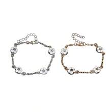 1pc Adjustable Football Bracelet, Hip-Hop Style Personalized Couple Bracelet For Women, Light Luxury Niche Football Theme Chain Bracelet, Metal Chain With Enamel Football Charm Decoration, Gold And Silver Dual Color Options, Exquisite Versatile Sports Style Accessory - Multicolor - View 3