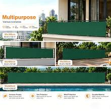Pembatas Privasi Taman, Penutup Pagar Balkon Tahan Lama, Kain Pelindung Matahari dengan Perlindungan UV 90%, Termasuk Aksesoris Pemasangan Seperti Tali dan Pengikat Kabel, Tahan Sobek, Mudah Dipasang, Cocok untuk Taman, Balkon, dan Halaman. - Hijau - View 3
