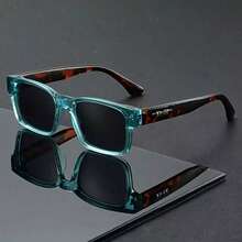 HOYNI Brand Retro Square Glasses, Turquoise And Dark Brown Dual Color Options, Unisex Neutral Frames, Suitable For Daily Commute, Business And Formal Wear, Exquisite Craftsmanship Fashion Accessory, Great Gift For Birthday, Graduation, Father's Day, Mother's Day, Anniversary - Multicolor - View 1