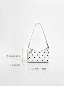 Vintage Polka Dot Patent Leather Handbag, French PU Hand-Carried Bag, Versatile Mini Lipstick Coin Purse - A - View 3