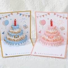 1PC/5PCS/10PCS Hot-Selling Creative Premium 3D Pop-Up Cake Colorful Cute Folding Birthday Greeting Card With Gift Envelope - Cake Greeting Cards - View 2