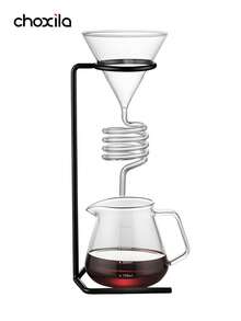 choxila 1pc Vintage Handle Coffee Pour Over Kettle Metal Stand Drip Glass Filter Cup Universal - Filter Cup Holder - View 6