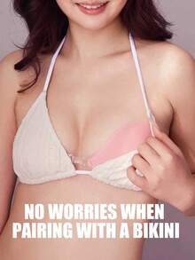 3 Warna Bantalan Bra Renang Berbentuk Hati, Nude Hitam Pink, Penutup Penuh, Anti-Terlihat, Dapat Dicuci, Perekat, untuk Bikini dan Olahraga Air - MultiWarna - View 6