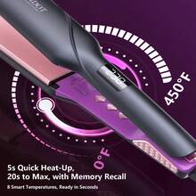 LANDOT Catok Rambut Datar Lebar 1-3/4", Teknologi Anti-Statik, Pemanasan Cepat 20 detik, Mati Otomatis 60 menit, Pelat Pemanas Keramik Mengambang Memanjang 30%, Lapisan Titanium + Keramik, Termasuk Bantalan Silikon Tahan Panas - Hitam - View 3