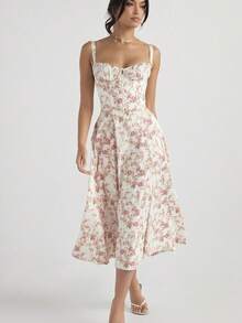Strappy Dress With French Slit For Summer Vacation 2026 - 粉色 - 查看 5