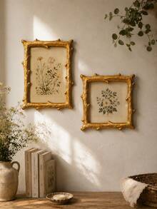 Vintage Gold Picture Frame, Elegant Antique Photo Frame Decor, Luxury Wall Art Frame, Botanical Artwork Display, Farmhouse Home Decor, Aesthetic Tabletop Frame, Classic European Style Frame For Living Room Bedroom Office - A - View 3