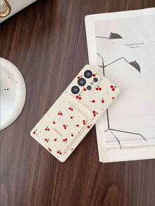 Funda de teléfono Pure Android Series #1 blanca de TPU con estampado de cerezas estilo femenino, ranura para tarjeta, 2 en 1, protectora de cobertura completa, a prueba de polvo y agua, carcasa blanda, versátil y personalizada, compatible con Galaxy S26 S25 S24 S23 S22 S21 S20 Plus Ultra FE y Galaxy A56 A55 A54 4G 5G - Multicolor - View 2