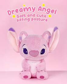 Miniso Disney Lilo & Stitch Collection 18 Inch Basic Sitting Plush Toy, Soft Pink Angel Stuffed Doll Large Fluffy Decor Pillow Gift For Girls & Disney Fans - Pink - View 1