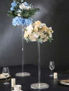 1 Stück eleganter Hochzeits-Blumenständer, transparente quadratische Acryl-Säulen-Dekovase, rechteckige Hochzeits-Tischdekoration, Event-Party-Weihnachts-Tischdeko, Blumenständer - Transparent - Übersicht 6