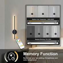 1pc/2pcs Battery Powered Wall Light, Wireless Rechargeable Black Wall Lamp With Remote Control Dimmable, Cordless Wall Light Decoration For Living Room, Bathroom, Hallway, Timer Function - Black - View 4