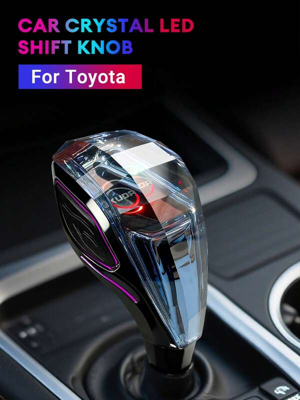 XUDA Nueva Pomo de Palanca de Cambios de Cristal, Mango de Palanca de Cambios con Luz LED de Siete Colores de Cristal, Plug And Play, Interfaz Lateral Portátil, Agarre Cómodo, Resistente al Desgaste y a los Arañazos, Adecuado para Lexus, Audi, Modelos