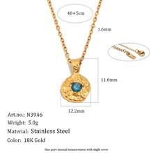 S SHOPBOHO 1pc 18K Gold Plated Stainless Steel Birthstone Pendant Necklace, Hammered Texture Coin Pendant, Personalized Birthday Gift Jewelry For Her - Birthstone - View 12