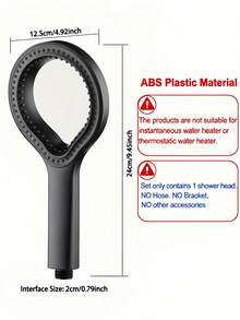 1pc Heart-Shaped Ring Shower Head, High Pressure Oval Design With Ergonomic Handle, No Hose Connection Required, Durable Black/Silver/Grey Plastic Modern Bathroom Upgrade, Adjustable Water Flow, Enhanced Water Pressure, Bathroom Accessory - Multicolor - View 5