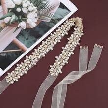 Gold Applique+Organza Ivory Ribbon