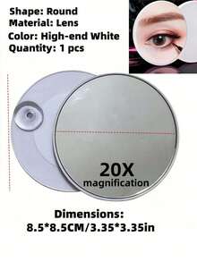 1 pieza Espejo de maquillaje con aumento de 10x/20x/50x/60x con base de succión, tamaño portátil, adecuado para baño, viaje, oficina, maquillaje de ojos y arreglo personal - Negro - Ver 18