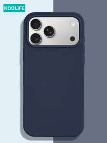 1pc Deep Navy Blue Smooth Silicone + PC Magnetic Phone Case, Inner Flocked Anti-Scratch Cushioning, Business Minimalist Fashion Design, Raised Camera Frame Anti-Wear, Compatible With Iphone 18 Pro/18 Pro Max/17/17 Pro/17 Pro Max/16/15/14/13/12/11 - Far Peak Blue - View 4