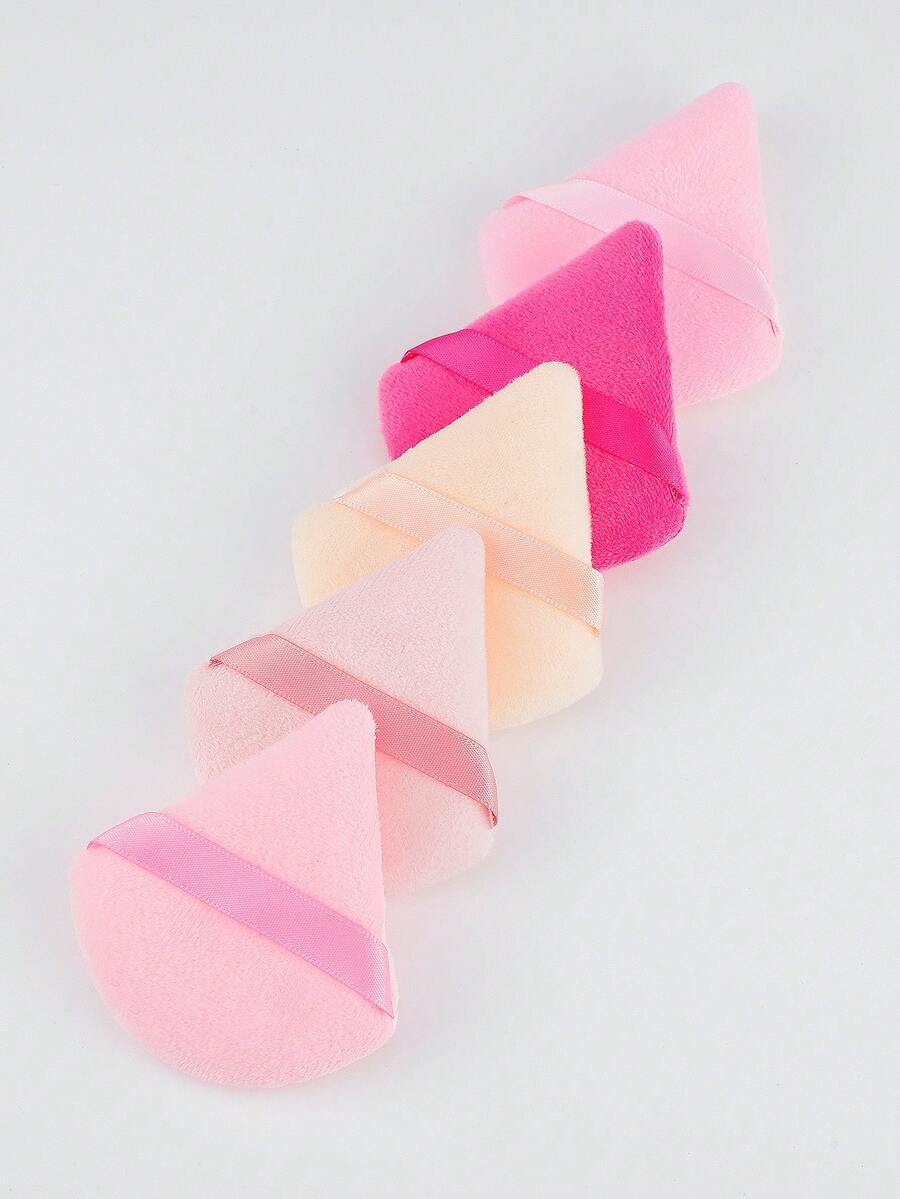 Triangular Suede Powder Puff 5/10/20/30/50/100 Pcs, Made Of Ultra-Soft Suede Material, Suitable For Contouring, Eyes, And Corners, Suitable For All Skin Types. - Multicolor - View 1