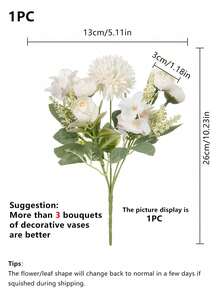 1/3/60pcs Artificial Silk Peony Bouquet, Faux Tea Rose, Suitable For Spring/Autumn Wedding Vase, Home Restaurant Bedroom Decor, Holiday Birthday Party Accessories, Outdoor Garden Decoration - White - View 5