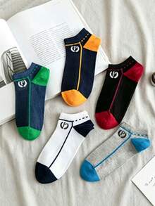 5 Pairs Breathable Sweat-Absorbing Mesh Sports Invisible Boat Socks - Multicolor - View 4