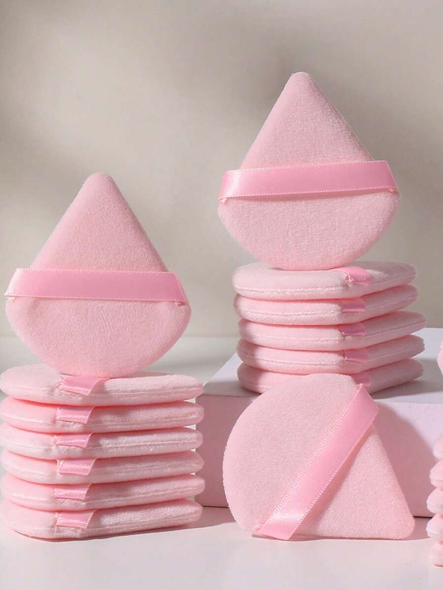 10pcs/1pc Triangular Velvet Powder Puff And Mini Pizza Powder Puff, Triangular Makeup Sponge, Reusable Multi-Functional Makeup Tool, Velvet Triangular Powder Puff Set, Facial Makeup Tool, Powder Puff Set, Cushion Powder Puff, Reusable Makeup Sponge, Makeup Accessory, Dry And Wet Use Loose Powder Puff, Triangular Makeup Sponge, Powder Puff, Flat Foundation Sponge, Finger Sleeve Powder Puff, Suitable For Makeup Application, Dry And Wet Use, Lightweight And Washable, Suitable For All Skin Types And Beginners