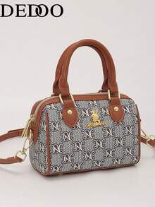 Dedoo New Solid Color Geometric Print PU Leather Vintage Fashion Versatile Women's Handbag Shoulder Bag - Multicolor - View 6