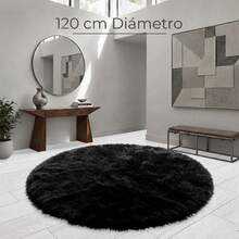 Circular Soft Shaggy Rug Mat Various Colors 120 Cm Diameter - Black - View 2