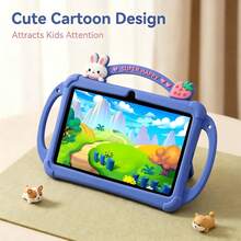 Kids Tablet 7 Inch Android 13/ Unisoc 7731E 4-Core/2GB RAM + 32GB ROM/ 802.11b WIFI 2.4G/1280x600px IPS Resolution Screen / Dual Camera 0.3MP+2.0MP/Parent Control/Pre-Installed APPs/Learning Educational Tablet With Case - 藍色 - 查看 3