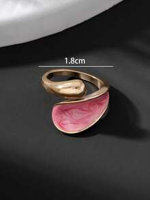 1pc Creative Design Metal Color-Block Summer Vacation Beach Style Handmade Drip Oil Pink Geometric Women's Ring - Multicolor - View 7