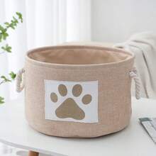 Foldable Pet Storage Basket - Cat & Dog Clothing Organizer Box And Toy Storage Box, Great Holiday Gift, Foldable Pet Wardrobe, Space-Saving Multi-Purpose Pet Supplies Storage Box With Handles - Brown - View 9