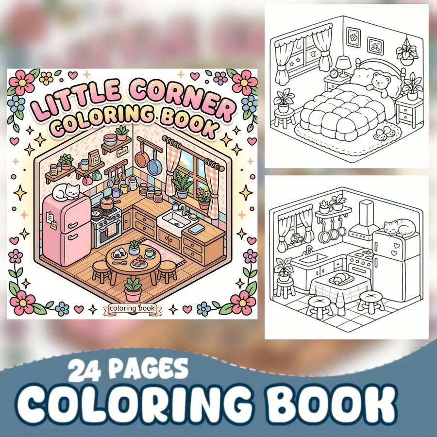 Relax Your Mind And Body, Unleash Your Creativity, This Cozy Coloring Book - 24 Smooth Line, Easy-To-Color Exquisite Illustrations, Designed For Children And Adults To Create A Whimsical And Easy-To-Color Atmosphere, Perfect For Home Decor, Journaling Or Gifts - Atmosphere Coloring Book - View 1