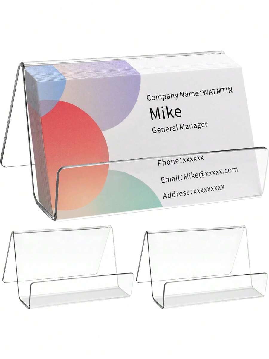 1pc Clear Acrylic Business Card Display Stand, Multi-Function Card Storage Rack, Desk Organizer For Small Items, Phone Holder, Desktop Perfume And Lipstick Display Rack, Company Reception Business Card Holder